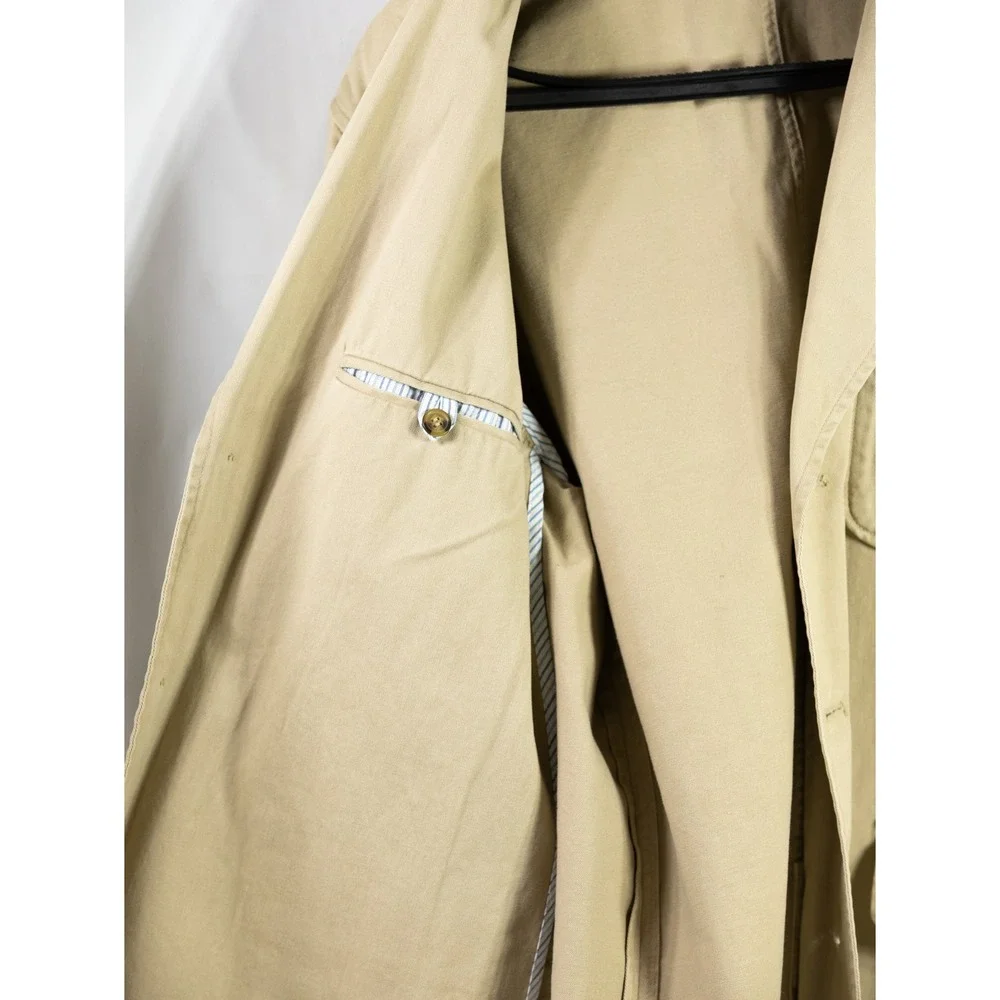 Mens Khaki Cotton Twill 3-Button Field Blazer Jacket Tan Tailored Sport Coat